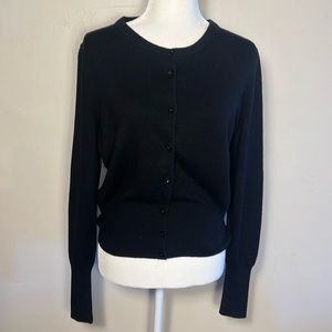 Moda International Black Silk Cashmere Blend Button Up Cardigan Large